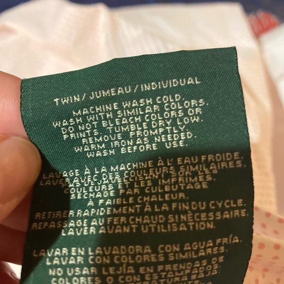 Lauren Ralph Lauren Twin Size White and Pink Polka Dot Flat Sheet - Picture 4 of 4